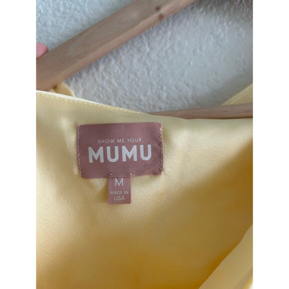 Show Me Your Mumu Jodie Dress in Yellow Luxe Satin M - Picture 6 of 7